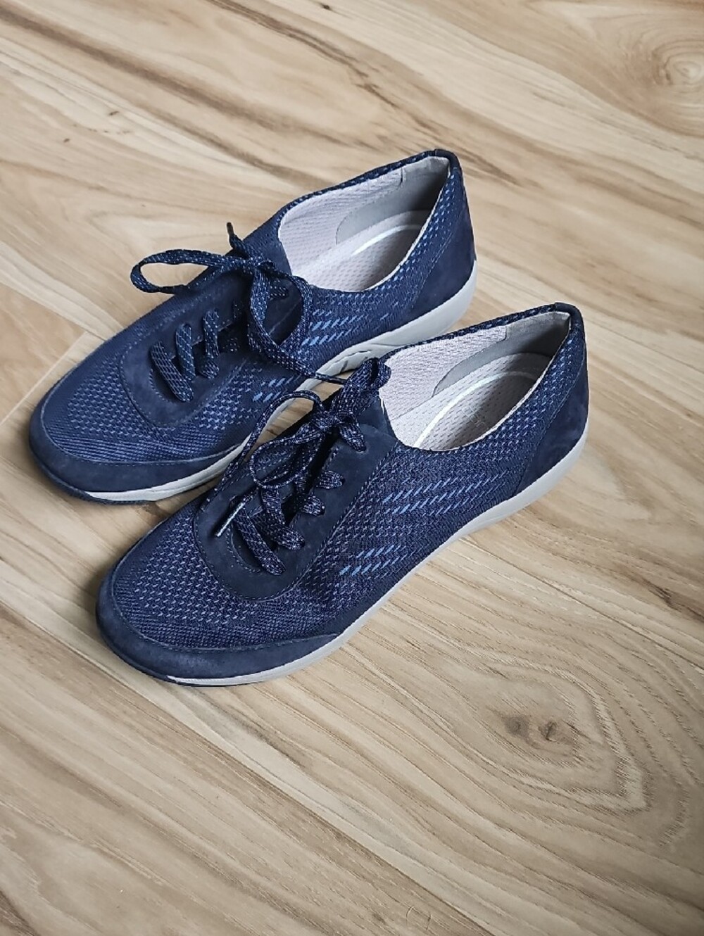 Women's Navy Casual Knit Lace-Up Dansko Sneakers
